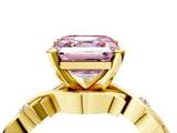 Yellow gold Fancy Pink Asscher Cut Diamond Solitaire Ring with Twisted Band and Prong Setting_26