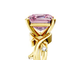 Yellow gold Fancy Pink Asscher Cut Diamond Solitaire Ring with Twisted Band and Prong Setting_27