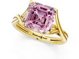 Yellow gold Fancy Pink Asscher Cut Diamond Solitaire Twist Band Prong Setting Ring_42
