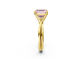 Yellow gold Fancy Pink Asscher Cut Diamond Solitaire Twist Band Prong Setting Ring_43