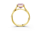 Yellow gold Fancy Pink Asscher Cut Diamond Solitaire Twist Band Prong Setting Ring_44