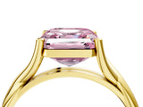 Yellow gold Fancy Pink Asscher Cut Diamond Solitaire Twist Band Prong Setting Ring_45