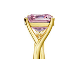 Yellow gold Fancy Pink Asscher Cut Diamond Solitaire Twist Band Prong Setting Ring_46