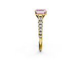 Yellow gold Fancy Pink Asscher  Cut Diamond Solitaire with Pave Band and Four-Prong Setting_36