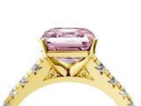 Yellow gold Fancy Pink Asscher  Cut Diamond Solitaire with Pave Band and Four-Prong Setting_38
