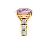Yellow gold Fancy Pink Asscher  Cut Diamond Solitaire with Pave Band and Four-Prong Setting_39