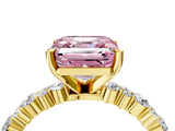 Yellow gold Fancy Pink Asscher Cut Diamond Solitaire with Side Stones, Pave Band, Four-Prong Setting_61