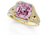 Yellow gold Fancy Pink Asscher Cut Diamond Split Shank Halo Ring with Four-Prong Setting_36