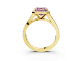 Yellow gold Fancy Pink Asscher Cut Diamond Split Shank Halo Ring with Four-Prong Setting_38