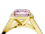 Yellow gold Fancy Pink Asscher Cut Diamond Split Shank Halo Ring with Four-Prong Setting_39