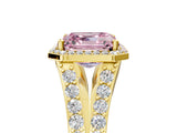Yellow gold Fancy Pink Asscher Cut Diamond Split Shank Halo Ring with Four-Prong Setting_40