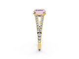 Yellow gold Fancy Pink Asscher Cut Diamond Split Shank Pavé Engagement Ring with Four-Prong Setting_19