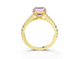 Yellow gold Fancy Pink Asscher Cut Diamond Split Shank Pavé Engagement Ring with Four-Prong Setting_20