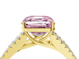 Yellow gold Fancy Pink Asscher Cut Diamond Split Shank Pavé Engagement Ring with Four-Prong Setting_21