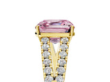 Yellow gold Fancy Pink Asscher Cut Diamond Split Shank Pavé Engagement Ring with Four-Prong Setting_22
