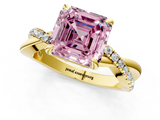Yellow gold Fancy Pink Asscher  Cut Diamond Twist Band Solitaire with Prong Setting_18