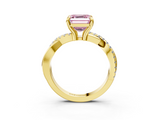 Yellow gold Fancy Pink Asscher  Cut Diamond Twist Band Solitaire with Prong Setting_20