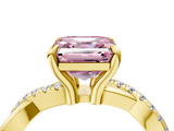 Yellow gold Fancy Pink Asscher  Cut Diamond Twist Band Solitaire with Prong Setting_21