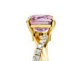Yellow gold Fancy Pink Asscher  Cut Diamond Twist Band Solitaire with Prong Setting_22