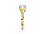 Yellow gold Fancy Pink Asscher  Cut Diamond Twisted Band Engagement Ring with Prong Setting_5