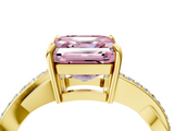 Yellow gold Fancy Pink Asscher  Cut Diamond Twisted Band Engagement Ring with Prong Setting_7