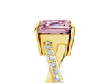 Yellow gold Fancy Pink Asscher  Cut Diamond Twisted Band Engagement Ring with Prong Setting_8