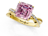 Yellow gold Fancy Pink Asscher  Cut Diamond Twisted Band with Pavé Setting and Four-Prong Setting_23