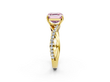 Yellow gold Fancy Pink Asscher  Cut Diamond Twisted Band with Pavé Setting and Four-Prong Setting_24