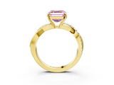 Yellow gold Fancy Pink Asscher  Cut Diamond Twisted Band with Pavé Setting and Four-Prong Setting_25