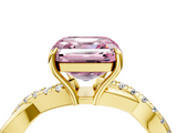 Yellow gold Fancy Pink Asscher  Cut Diamond Twisted Band with Pavé Setting and Four-Prong Setting_26