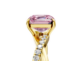 Yellow gold Fancy Pink Asscher  Cut Diamond Twisted Band with Pavé Setting and Four-Prong Setting_27