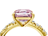 Yellow gold Fancy Pink Asscher  Cut Diamond Vine Band with Four-Prong Setting_4