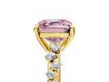 Yellow gold Fancy Pink Asscher  Cut Diamond Vine Band with Four-Prong Setting_5