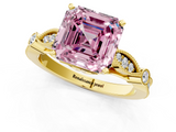 Yellow gold Fancy Pink Asscher  Cut Diamond with Milgrain Marquise and Bezel Accents on a Solitaire Band with Prong Setting_18