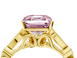 Yellow gold Fancy Pink Asscher  Cut Diamond with Milgrain Marquise and Bezel Accents on a Solitaire Band with Prong Setting_21