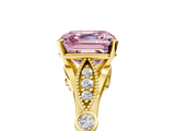 Yellow gold Fancy Pink Asscher  Cut Diamond with Milgrain Marquise and Bezel Accents on a Solitaire Band with Prong Setting_22