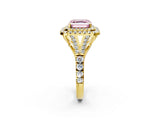 Yellow gold Fancy Pink Asscher  Cut Double Halo Split Shank Diamond Ring with Prong Setting_48