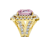 Yellow gold Fancy Pink Asscher  Cut Double Halo Split Shank Diamond Ring with Prong Setting_51