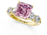 Yellow gold Fancy Pink Asscher  Cut Five-Stone Prong Set Diamond Ring with Classic Band_31