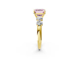 Yellow gold Fancy Pink Asscher  Cut Five-Stone Prong Set Diamond Ring with Classic Band_32