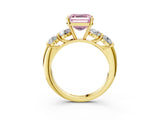 Yellow gold Fancy Pink Asscher  Cut Five-Stone Prong Set Diamond Ring with Classic Band_33