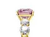 Yellow gold Fancy Pink Asscher  Cut Five-Stone Prong Set Diamond Ring with Classic Band_35