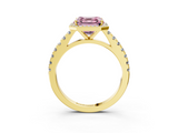 Yellow gold Fancy Pink Asscher  Cut Halo Diamond Engagement Ring with Pave Band and Four-Prong Setting_20
