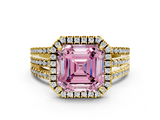 Yellow gold Fancy Pink Asscher  Cut Halo Diamond Engagement Ring with Split Shank and Four-Prong Setting_50