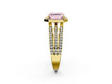 Yellow gold Fancy Pink Asscher  Cut Halo Diamond Engagement Ring with Split Shank and Four-Prong Setting_52