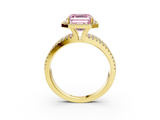 Yellow gold Fancy Pink Asscher  Cut Halo Diamond Engagement Ring with Split Shank and Four-Prong Setting_53