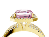 Yellow gold Fancy Pink Asscher  Cut Halo Diamond Engagement Ring with Split Shank and Four-Prong Setting_54