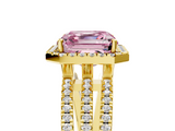 Yellow gold Fancy Pink Asscher  Cut Halo Diamond Engagement Ring with Split Shank and Four-Prong Setting_55