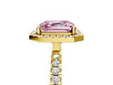 Yellow gold Fancy Pink Asscher Cut Halo Diamond Pave Band with Prong Setting_5
