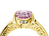 Yellow gold Fancy Pink Asscher  Cut Halo Diamond Ring with Channel Set Band and Four-Prong Setting_53